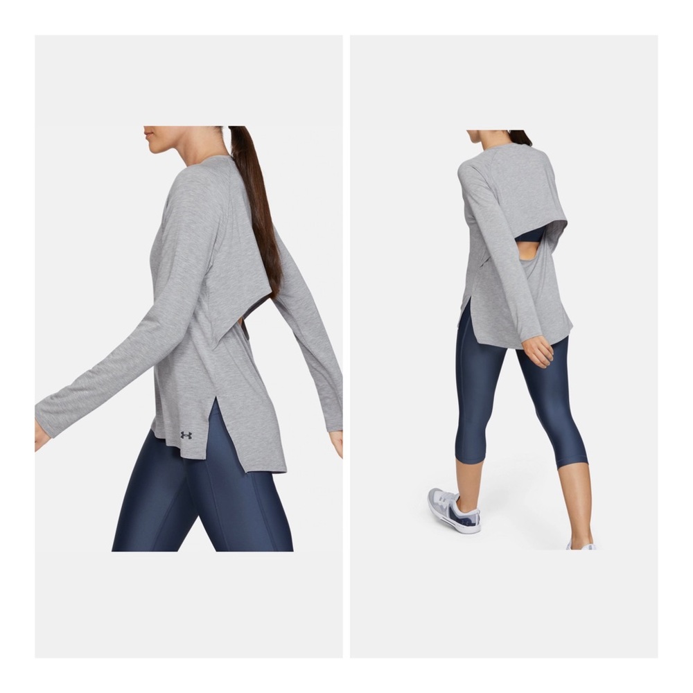 Under Armour Open Back Cut Out Grey Women’s Top Size Medium NWT